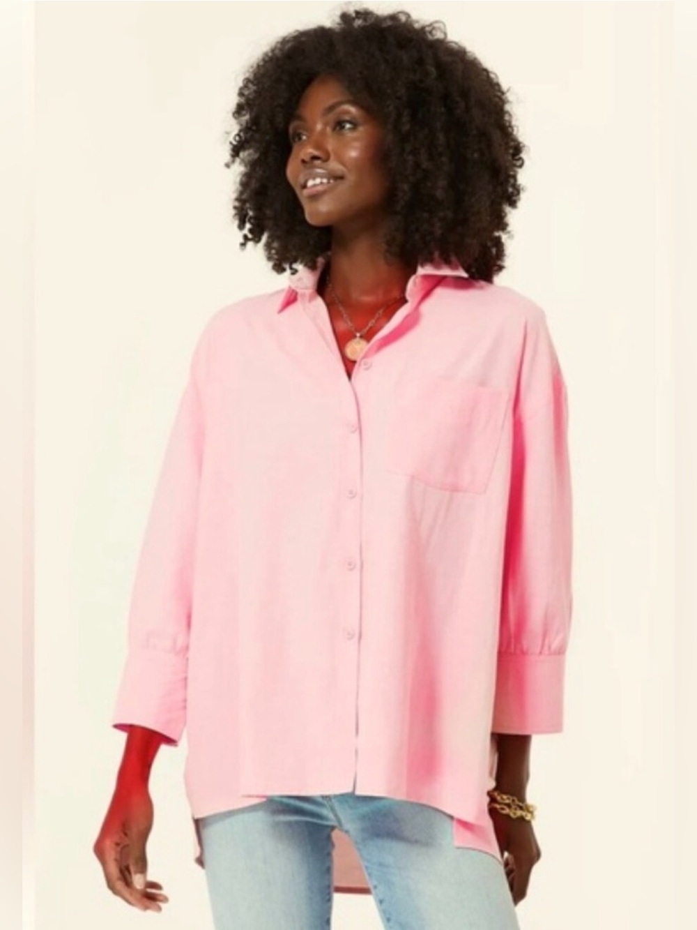 Tuckernuck Pomander Place Adair Boyfriend Shirt Pink Size XL